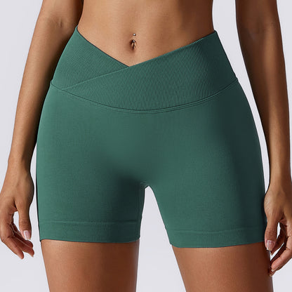 High Waisted Peach Lift Yoga Shorts Seamless Stretchy and for Running and Fitness Style 4596