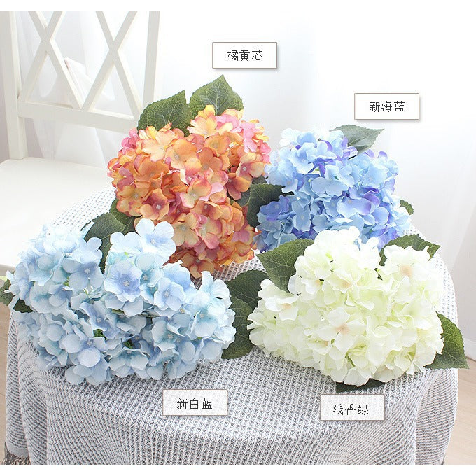 Elegant 5-Head Hydrangea Artificial Flowers - Realistic Silk Floral Arrangements for Weddings, Events, Hotels, and Home Decor