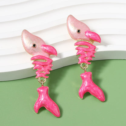 Trendy Fresh Vacation Vibe Shark-Inspired Alloy Droplet Earrings - Unique Animal Design for Creative Fashion Lovers