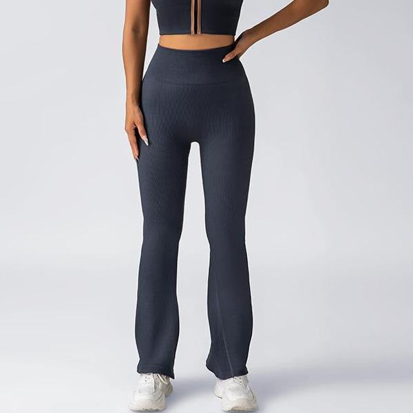 High Waisted Yoga Set with Zippered Flared Pants and Built In Chest Padding for Outdoor Sports Fit and Fashion