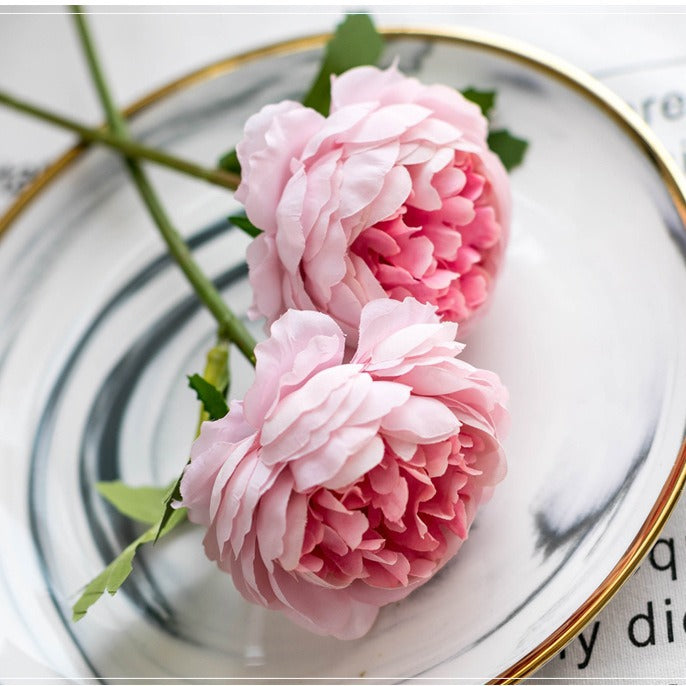 Elegant European-Inspired Single Stem Peony and  Peony Bouquet - Perfect for Weddings, Home Decor, and Floral Arrangements with Realistic Artificial Flowers