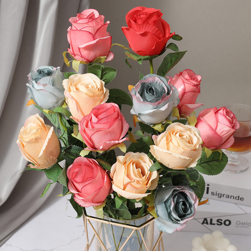 Bulgarian Rose Artificial Flowers - Luxurious Home Decor Bouquet for Bedroom and Living Room Arrangement