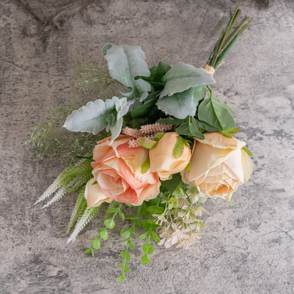 Heartfelt Rose Handheld Bouquet - Stunning Faux Flower Home Decor for Weddings and Special Events - Perfect Wall Art and Floral Arrangement (Model CF01284)