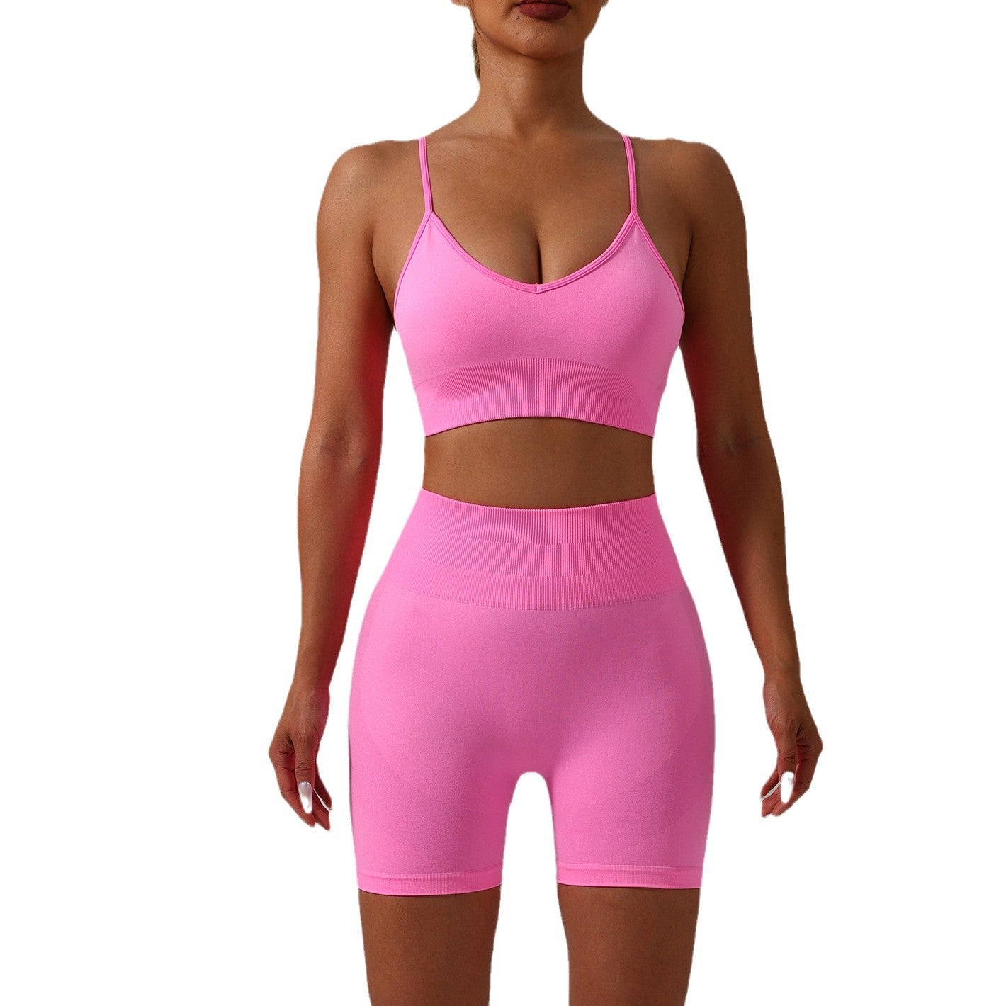 High Waisted Yoga Shorts and Sports Bra Set for Outdoor Activity Tummy Control Peach Lift Features for Comfort and Style