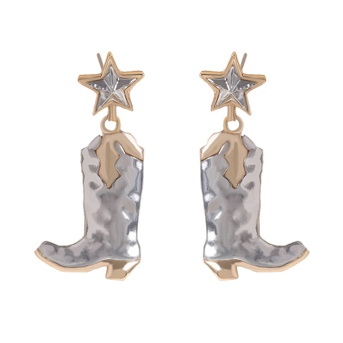 Stylish Vintage-Inspired Five-Star Alloy Combat Boots Earrings – Trendy and Versatile Jewelry for Women, Ideal for Unique Fashion Statements