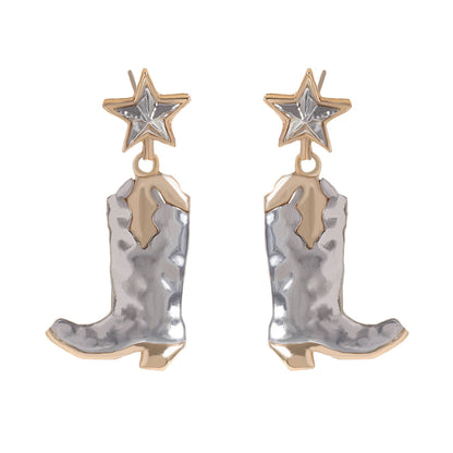 Stylish Vintage-Inspired Five-Star Alloy Combat Boots Earrings – Trendy and Versatile Jewelry for Women, Ideal for Unique Fashion Statements