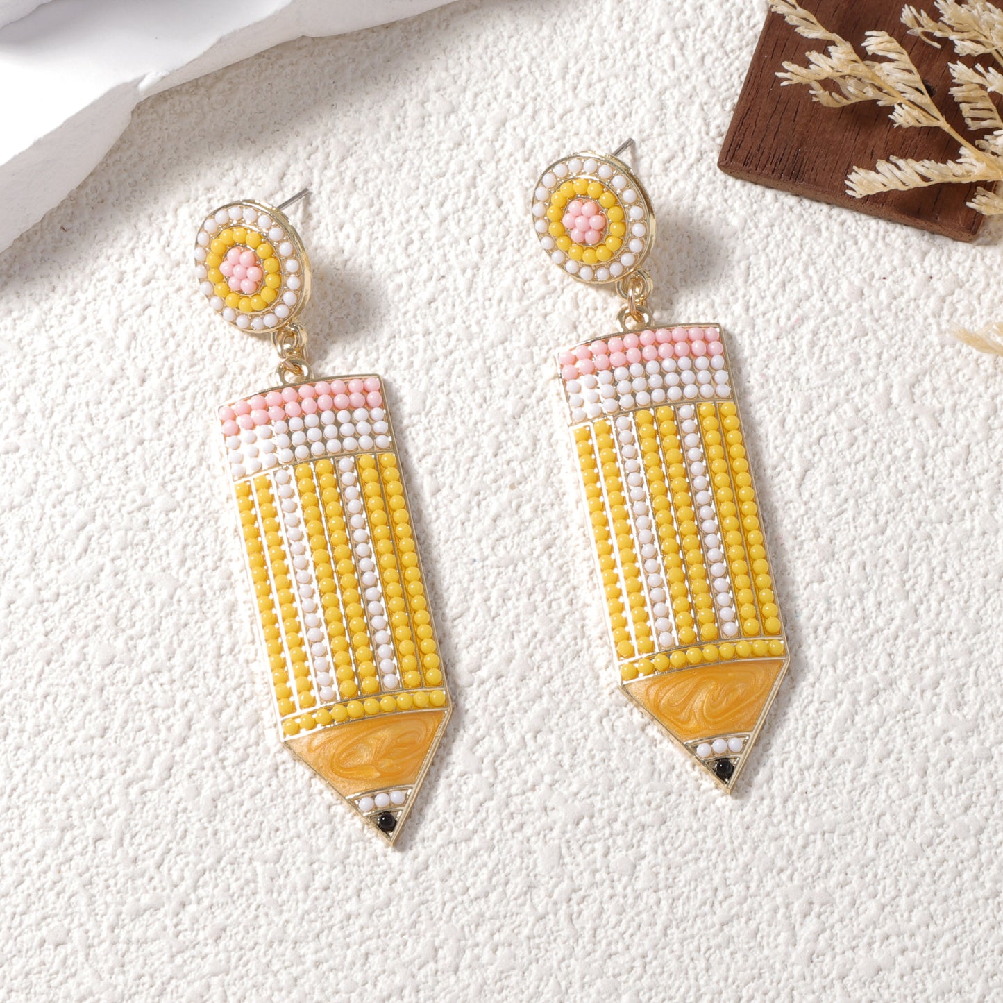 Charming Candy-Colored Pencil Bead Earrings - Perfect for Women and Teachers' Day Gifts