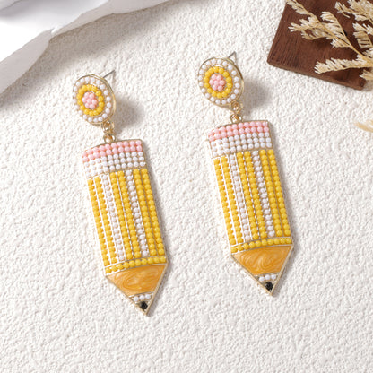 Charming Candy-Colored Pencil Bead Earrings - Perfect for Women and Teachers' Day Gifts