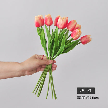 Modern Minimalist 10-Head Realistic Artificial Tulip Bouquet – Perfect for Home or Office Décor