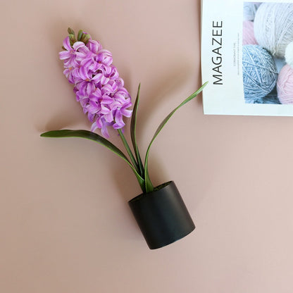 Realistic Hyacinth Potted Artificial Flower Decor - Perfect for Home and Office Display, Beautifully Crafted Faux Floral Arrangement for Table Centerpieces