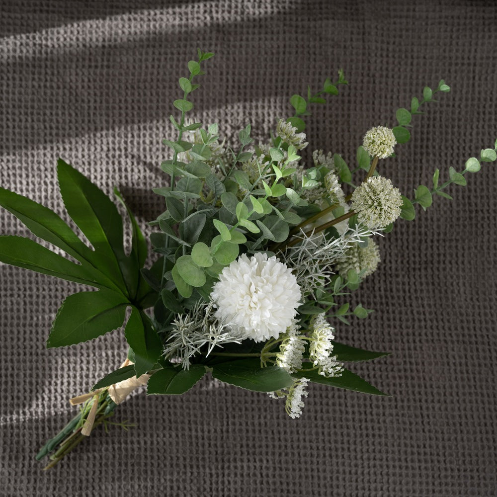 Stunning Artificial Dandelion and Eucalyptus Wedding Bouquet - Elegant Home Décor and Wall Hanging Floral Arrangement - Ideal for Special Events & Celebrations - CF01050