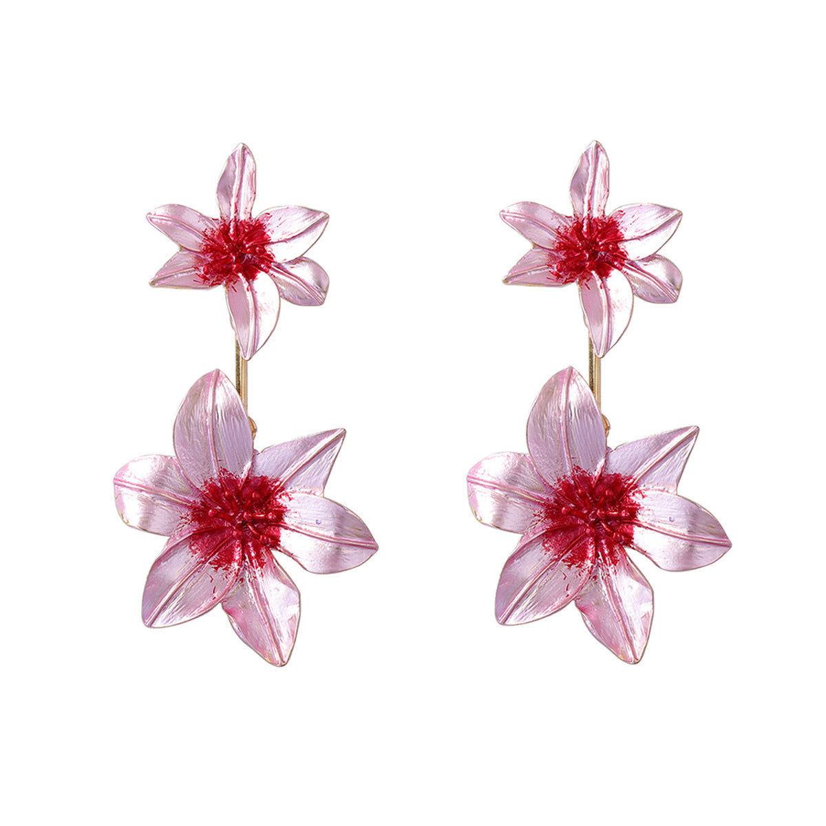 Chic Bold Alloy Flower Drop Earrings with Color Block Design - Lightweight Luxury Party Accessories for Glamorous Style