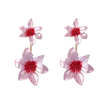 Chic Bold Alloy Flower Drop Earrings with Color Block Design - Lightweight Luxury Party Accessories for Glamorous Style