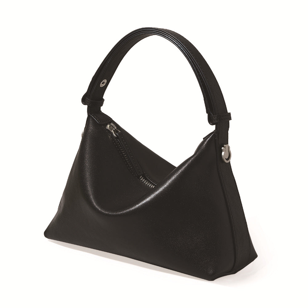 Genuine Grain Vegetable Tanned Leather Hobo Bag and Unique shoulder bag for Commuting Minimalist Chic Purse