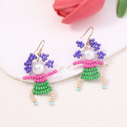 Unique Handcrafted Cartoon Character Beaded Hook Earrings - Quirky, Adorable Designs for a Playful Style