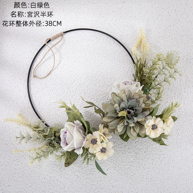 Stunning Faux Floral Half-Circle Home Decor Arrangement - Elegant Wedding Bouquet & Wall Hanging - Perfect for Celebrations & Special Occasions (Model CF01206)