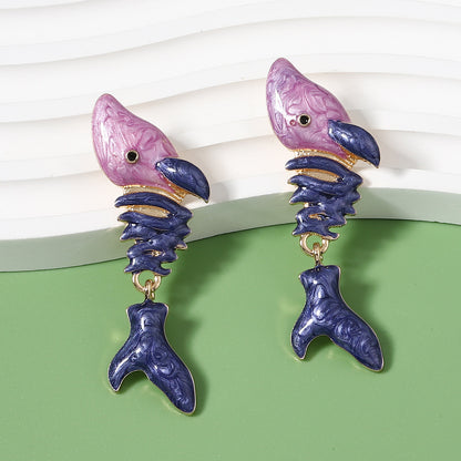 Trendy Fresh Vacation Vibe Shark-Inspired Alloy Droplet Earrings - Unique Animal Design for Creative Fashion Lovers