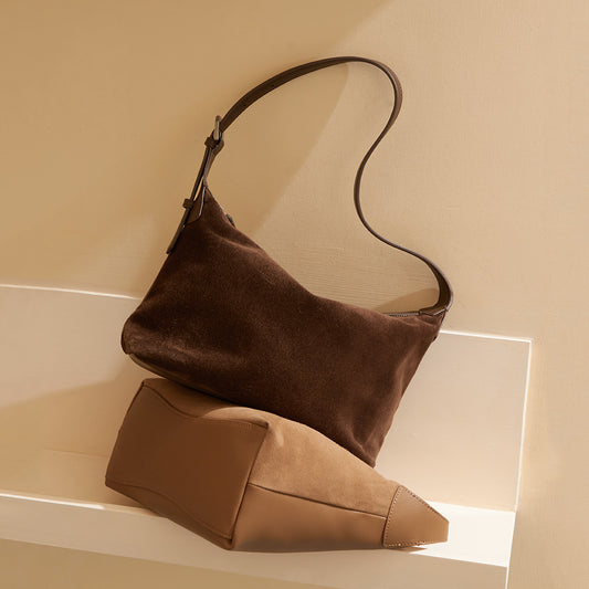 Smooth Leather Underarm Dumpling Bag Spacious Genuine Leather Handbag for Everyday Elegance