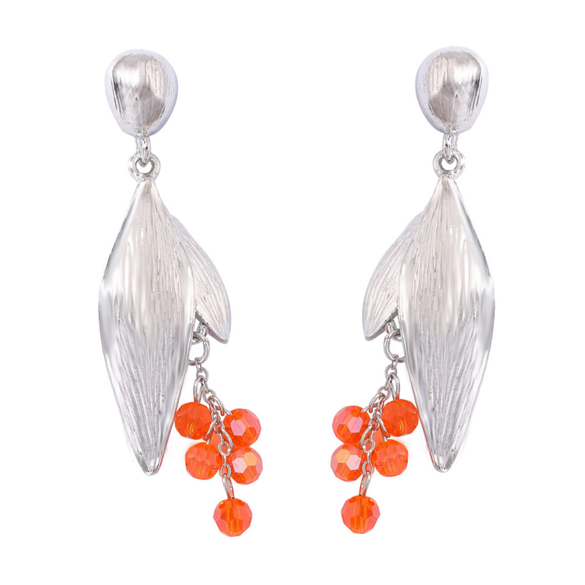 Elegant Minimalist Alloy Leaf Earrings with Full Rhinestones and Tassels - Chic and Versatile Women's Jewelry for Any Occasion