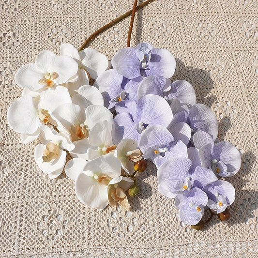 Realistic Artificial Orchid Stem with 10 Heads - Perfect for Home Decor, Weddings, and Photography - Stunning Faux Phalaenopsis Arrangement for Any Occasion