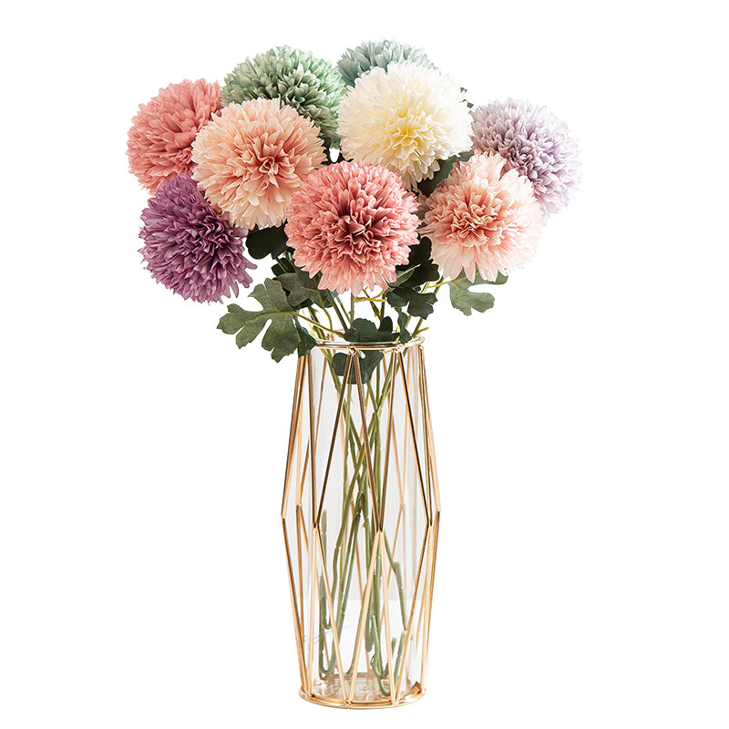 Realistic Faux Dandelion Hydrangea Single Stem Silk Flower Arrangement for Dining Table Decor – Beautiful Artificial Bouquet Perfect for Living Room Decoration