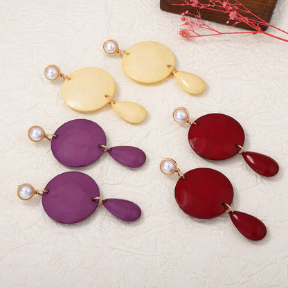 Bohemian-Inspired Statement Geometric Oval Earrings with Faux Pearls - Unique Casual Women's Ear Jewelry for a Stylish Look
