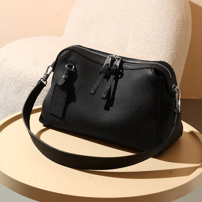 Grain Leather Pillow Bag Minimalist Design Versatile Handheld Shoulder Carry Spacious Capacity Authentic Leather Crossbody Bag for Everyday Use