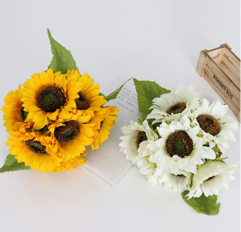 Artificial Sunflower Field Home Decor – Lifelike Faux Sunflower Bouquet for Weddings, Photography, and Rustic Style Interiors