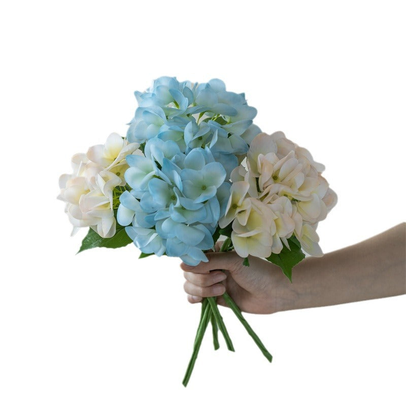 Realistic Single-Stem Hydrangea Bouquet - Lifelike Silk Flower Arrangement for Home Décor, Perfect for Weddings, Events, and Everyday Elegance