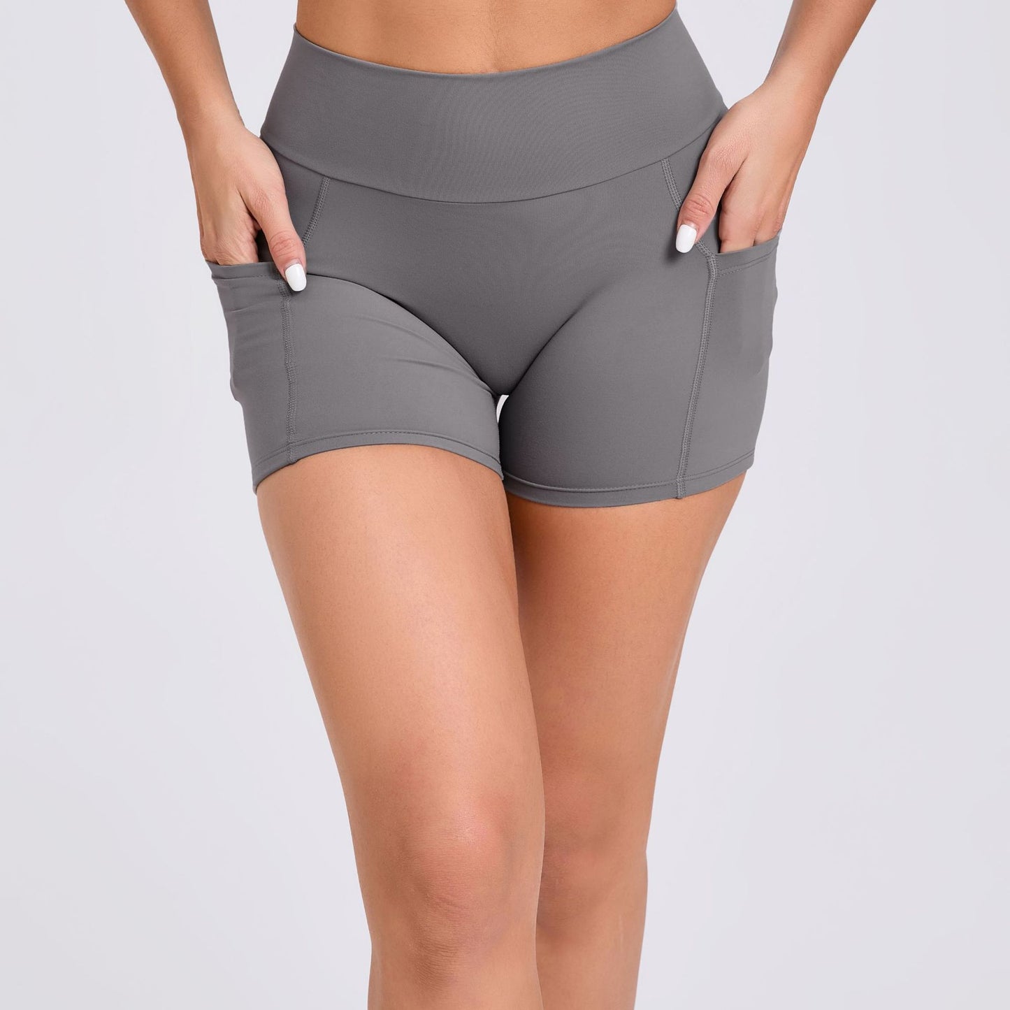 High Waisted Yoga Shorts with Side Pockets Butt Lifting and Comfortable Running Fitness Shorts for Women