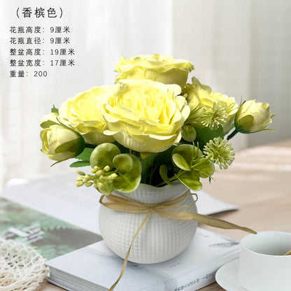 Stunning Nordic Style Faux Peony Potted Plant - Perfect for Home Decor, Office Desk Accessories, and Living Room Ambiance - Beautiful Plastic Flower Ornament for Lasting Elegance