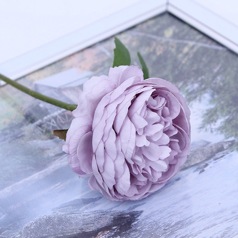 Realistic Artificial Peony Bouquet - Lifelike Faux Flowers Including Western Roses for Elegant Wedding and Event Decorations