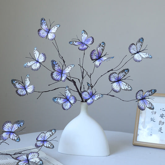 Stunning 5-Branch Dried Twig Butterfly Flower Wedding Hall Decor - Exquisite DIY Faux Floral Arrangements for Trendy Ambiance