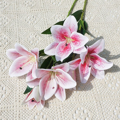 Realistic Sunlit Lily Artificial Flowers for Home Décor - Perfect for Weddings, Celebrations & Everyday Display