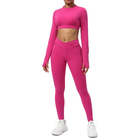 Women's Cross Back Sports Bra and Leggings Set Padded Yoga Outfit for Outdoor Fitness and Supportive Two Piece Activewear