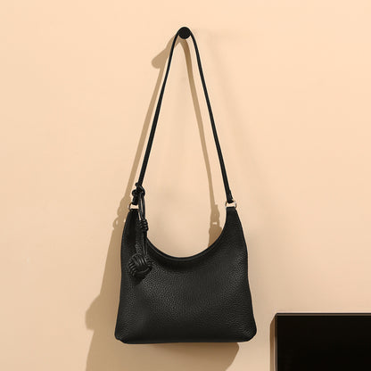 Chic Korean Style Genuine Leather Underarm Handbag Luxury Fashion Tote for Commuting Versatile Minimalist Shoulder Bag for Everyday Use