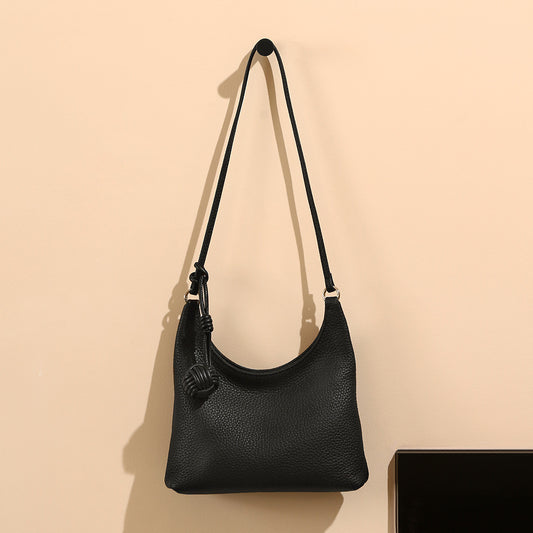 Chic Korean Style Genuine Leather Underarm Handbag Luxury Fashion Tote for Commuting Versatile Minimalist Shoulder Bag for Everyday Use