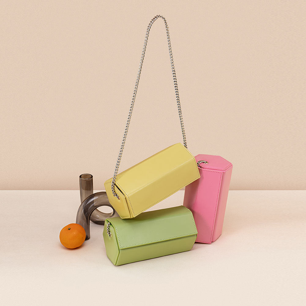 Versatile Purple Genuine Leather Crossbody Bag Unique Shape Box Purse with Chain Strap for Handheld and Shoulder Wear