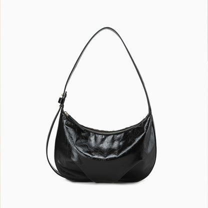 Crystal Oil Wax Cowhide Tote Bag for Women Chic Crossbody for Commuting Versatile Handbag with Luxe Design