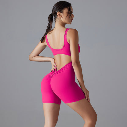 Double Sided Nylon High Elastic Peach Butt Shaping Solid Color V Waist Tight Shorts Bodysuit Yoga Outfit Enhance Your Curves with Comfort and Style