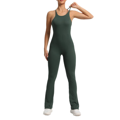 Adjustable Strappy Bodysuit Yoga Outfit Flattering Micro Flare Shaping Full Body Fitness Suit for Comfortable Movement and Workouts