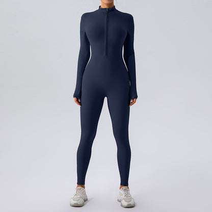 Seamless Long Sleeve Zipper Yoga Jumpsuit Body Shaping High Waisted Leggings with a and Comfortable Fit for All Day Active Wear