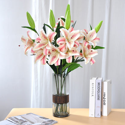 Stunning 3-Head Artificial Lily Flowers - Scented Touch for Home Décor, Perfect for Wedding Decorations and Event Styling