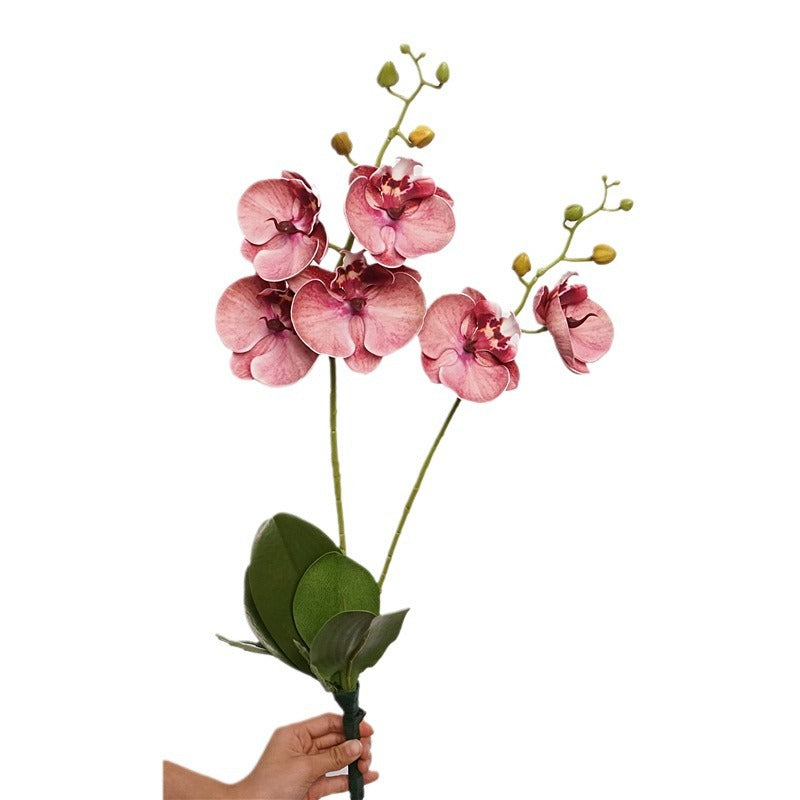 Stunning Faux Cherry Blossom Lip Orchid Arrangement with Greenery – Elegant Floral Decor for Living Room or Dining Table, Perfect Home Accent Piece