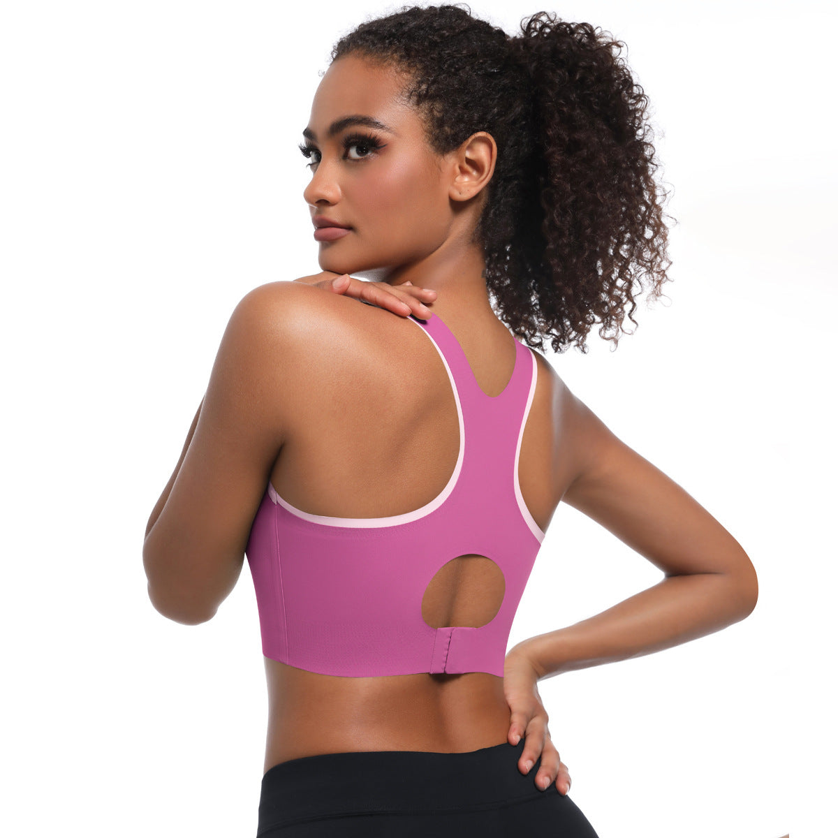 Seamless Double Layer Sports Bra for Women Fixed Cup Yoga Fitness Top with Beautiful Back Design for Comfort and Style