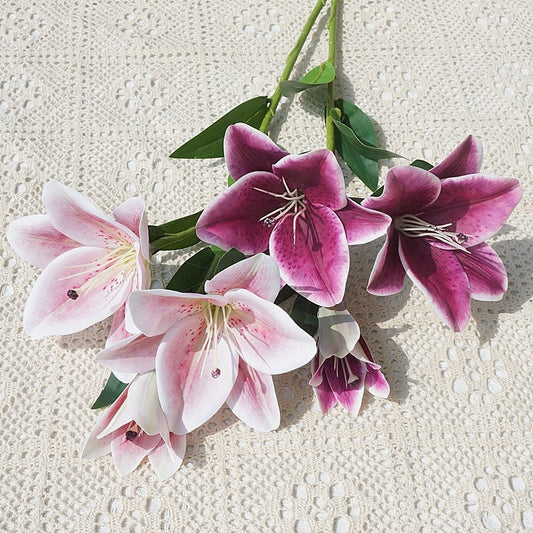 Realistic Sunlit Lily Artificial Flowers for Home Décor - Perfect for Weddings, Celebrations & Everyday Display