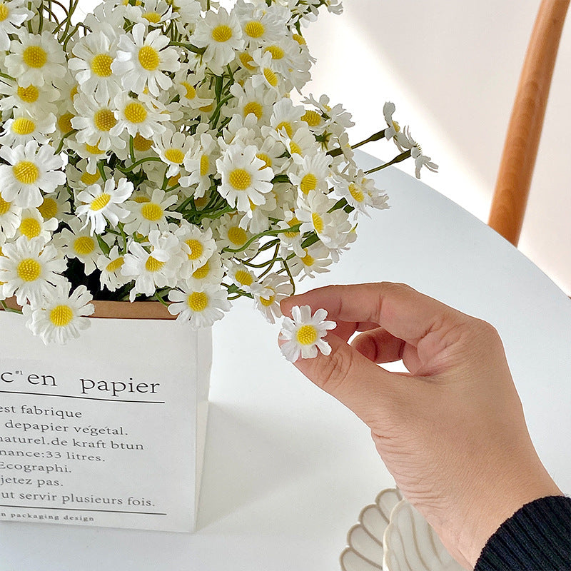 Charming Faux Flower Bouquet with Dainty Daisy & Chamomile Accents - Perfect for Living Room Decor, Dining Table Centerpiece, and Photography Props