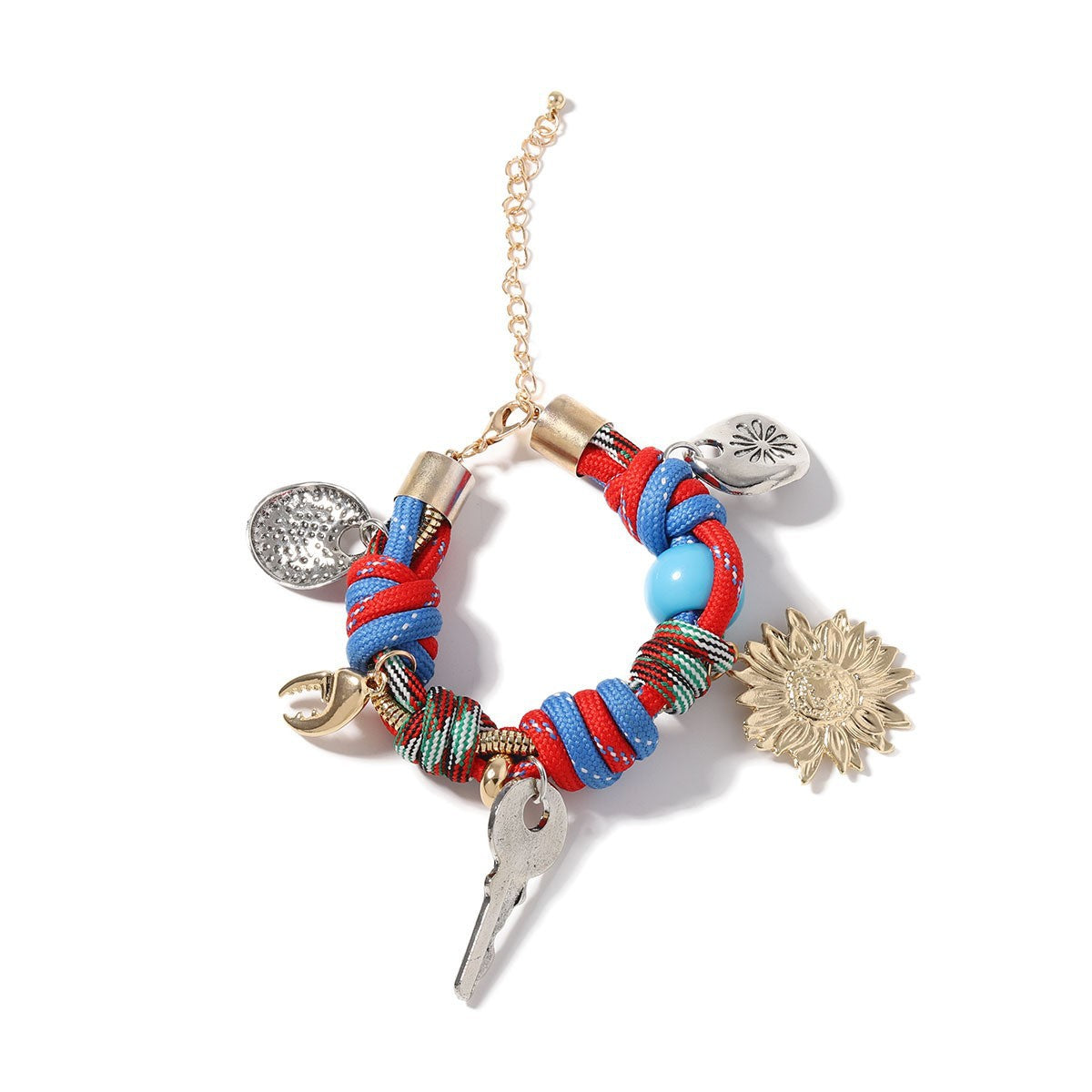 Bohemian Versatile Handmade Woven Rope Bracelet with Alloy Charms - Stylish and Unique Women's Accessory for Every Occasion