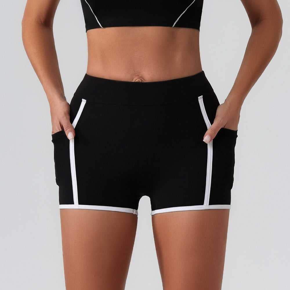 High Waisted Women's Yoga Shorts with Pockets Comfortable Stretchy Workout and Running Shorts for Fitness Enthusiasts