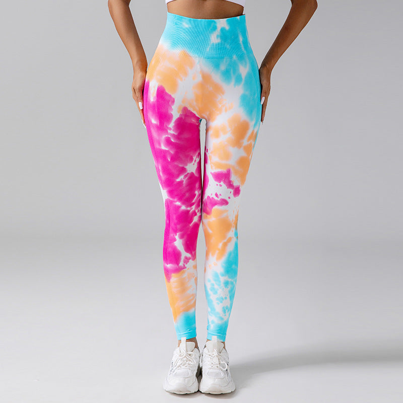 Tie Dye High Waisted Seamless Leggings for Enhanced Lift and Comfort Hand Painted Fitness and Yoga Pants for a Flattering Peachy Bottom